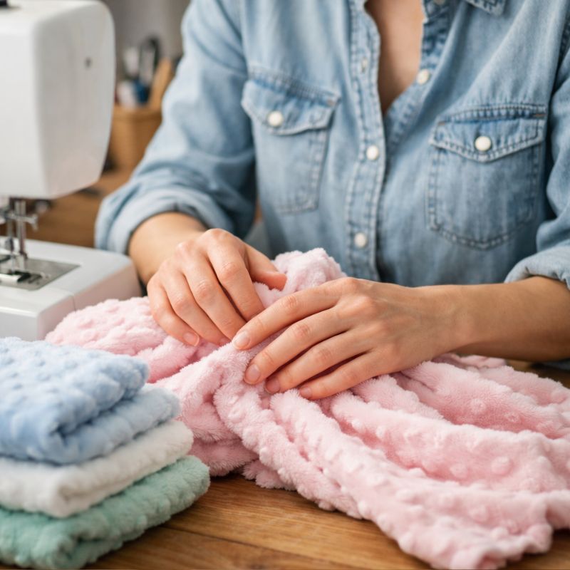 Delikatne w dotyku materiały z minky - idealne dla dziecięcych kocyków