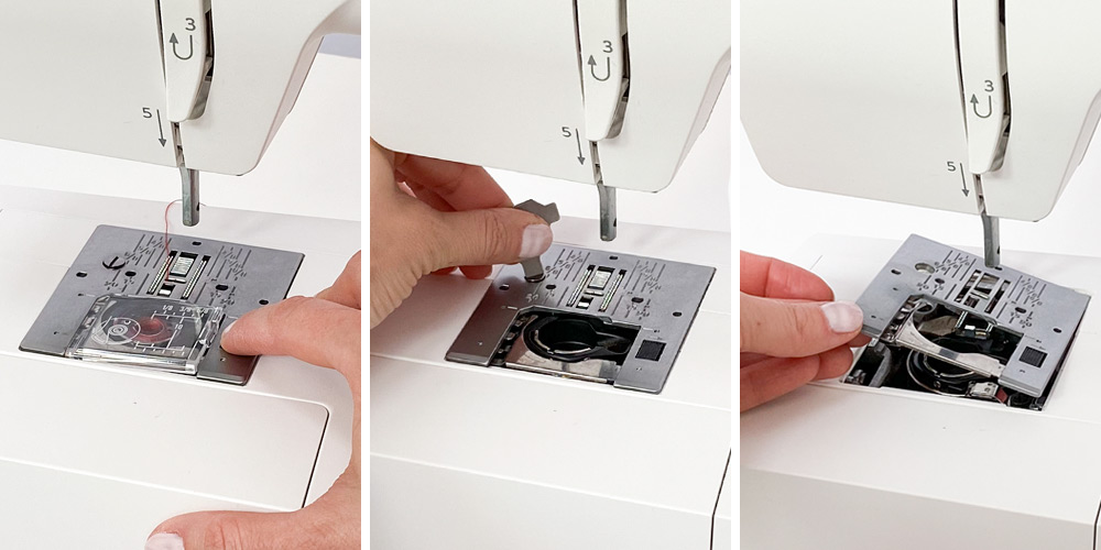 Czyszczenie maszyny do szycia - zdjęcie płytki ściegowej