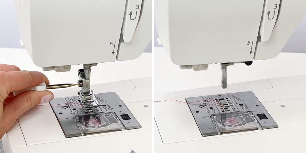 Zdjęcie stopki i systemu matic podczas czyszczenia maszyny do szycia