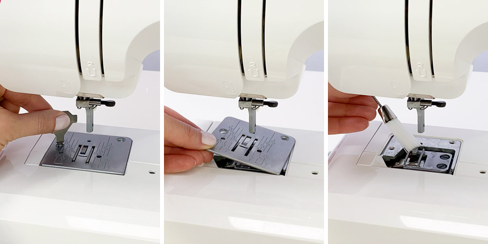 Zdjęcie płytki ściegowej w maszynie do szycia