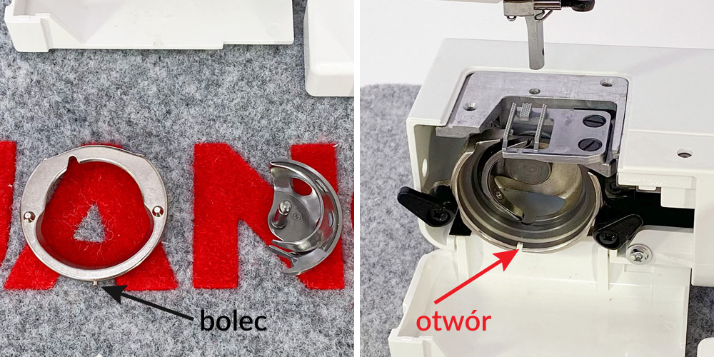 Montaż chwytacza wahadłowego w maszynie do szycia