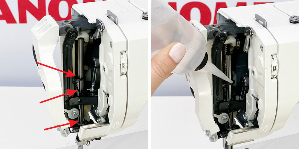 Oliwienie igielnicy w maszynie do szycia