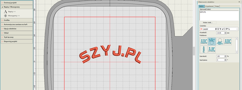 Łatwe tworzenie napisów w programie do projektowania haftów