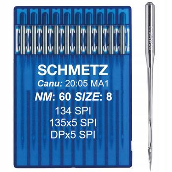 Igły do tkanin, microtexu, jedwabiu Schmetz 135x5 SPI do stebnówek, fig. 1 