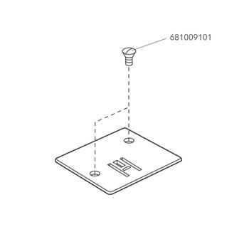  Wkręt mocujący płytkę ściegową do maszyn Juno E1015, J15, fig. 1 