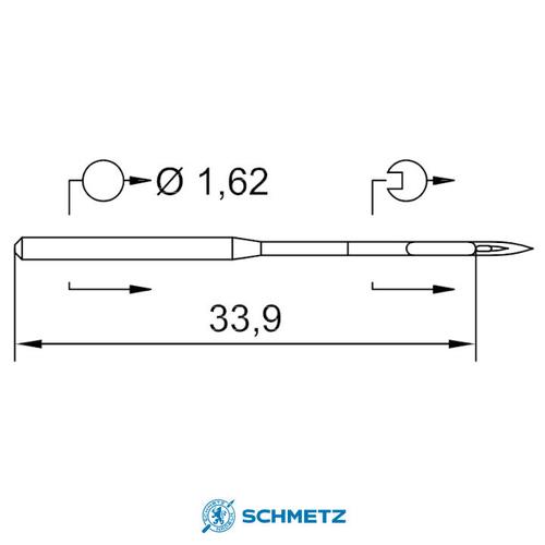  Igły Schmetz 16x231 do stebnówek przemysłowych do tkanin - różne grubości, fig. 2 