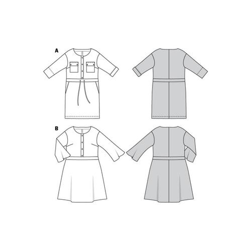  Wykrój krawiecki BURDA na sukienkę z zapięciem z przodu na guziki oraz panelem w talii, fig. 8 